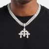 Iced Triple Cross Pendant + 14mm Prong Cuban Chain