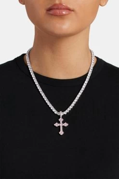 Pink Iced Celtic Cross Pendant -JWL PICCP 5MM WG 0323 1