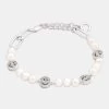 Pearl And Iced Face Motif Bracelet -JWL PIFMB WG A