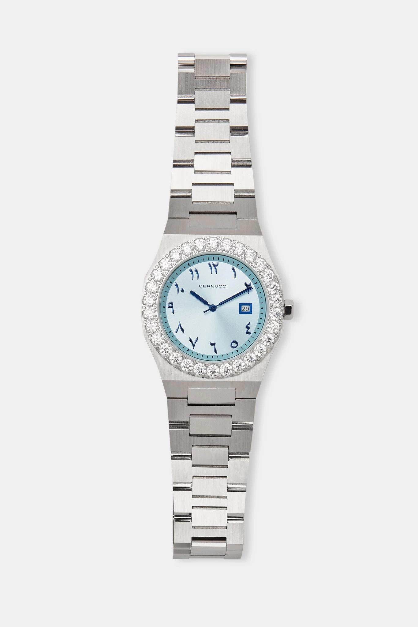 Blue Arabic Dial Iced Bezel Watch 4 Blue Arabic Dial Iced Bezel Watch - Image 2