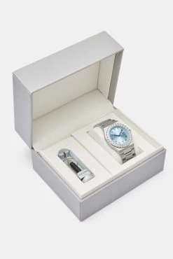 Blue Arabic Dial Iced Bezel Watch 11 Blue Arabic Dial Iced Bezel Watch -JWL RZT CRNC BAIBW M 3