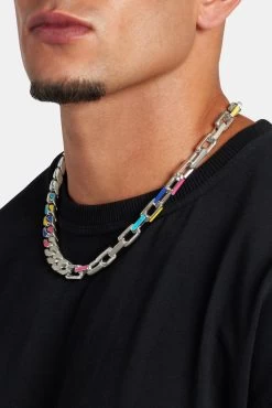 Colour Enamel Cuban And Link Mix Chain -JWL SS CECLMC3