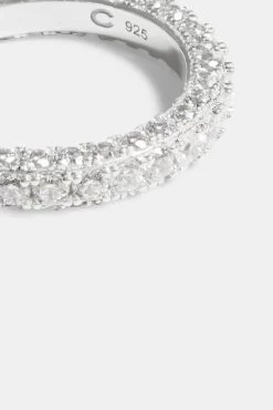 Sterling Silver Iced CZ Band Ring -JWL SS ICZBDR 7 C3257