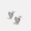 Sterling Silver Iced CZ Pave Heart Stud Earrings -JWL SS ICZPHSE