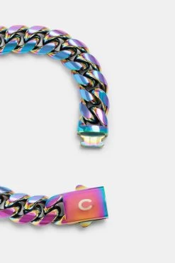 Stainless Steel Oil Slick Cuban Bracelet -JWL SS OSCB8 1445