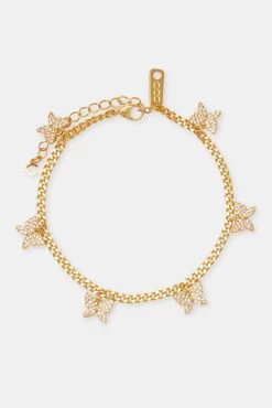 Polished Butterfly Drop Anklet - 3mm - White