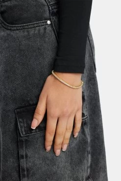 Womens 3mm Tennis Bracelet - Gold