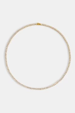 Womens 3mm Gold Plated Tennis Chain -JWL W 3MM TC G18 6543