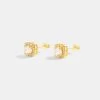Womens Iced Cluster Stud Earrings - Gold