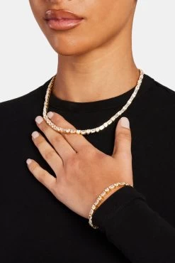 5mm Gold Plated Round & Rectangular Tennis Chain -JWL YS 5MM RRTC G YS 5MM RRTB G