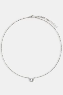 Clear Gemstone Necklace - White -JWL YS BEZELGEMCH