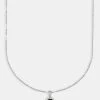 Black Heart Bezel Necklace - White