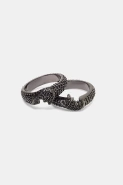 Iced Connecting Heart Ring - Black -JWL YS BLKHEARTRING 1