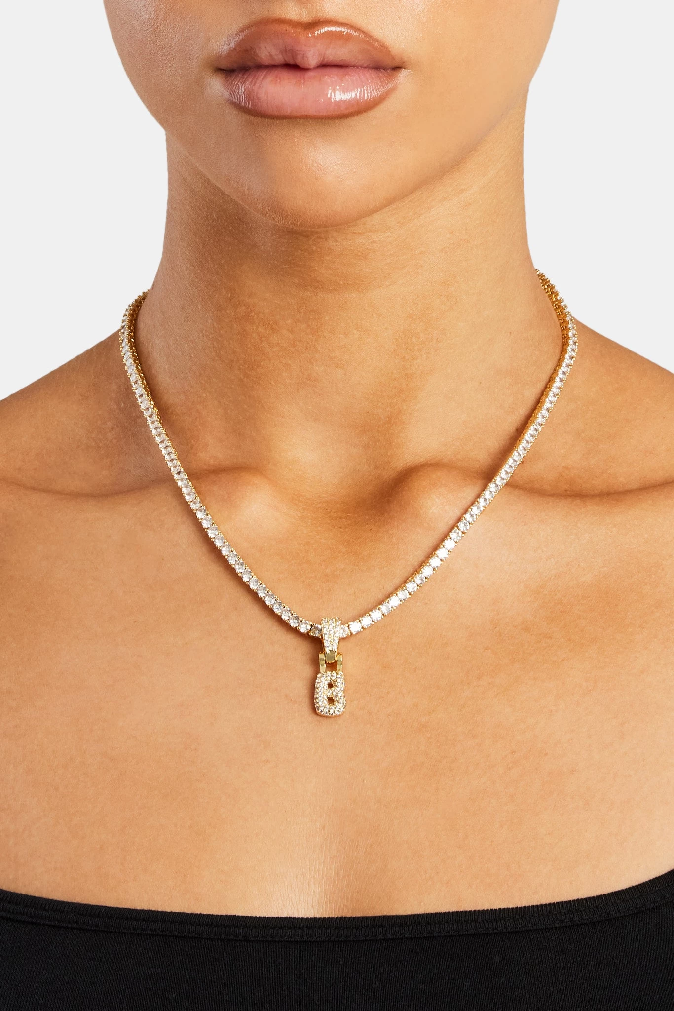 Iced Mini Bubble Pendant & Tennis Chain - Gold 3mm 4 Iced Mini Bubble Pendant & Tennis Chain - Gold 3mm - Image 2