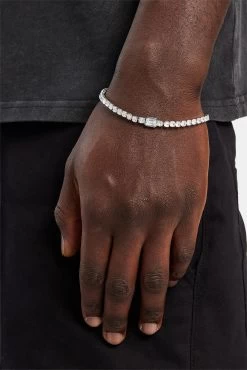 Clear Gemstone Tennis Bracelet - White 3mm