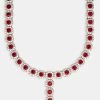 Iced Deep Red CZ Cluster Drop Necklace -JWL YS CLUSTERDROP1