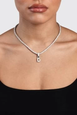 Iced Mini Bubble Pendant & Tennis Chain - White 3mm -JWL YS DMINIBUBBLEWG TENNIS 0958 Copy