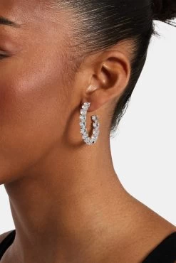 Iced Heart Hoop Earrings -JWL YS HEARTHOOPWGW OS 10529