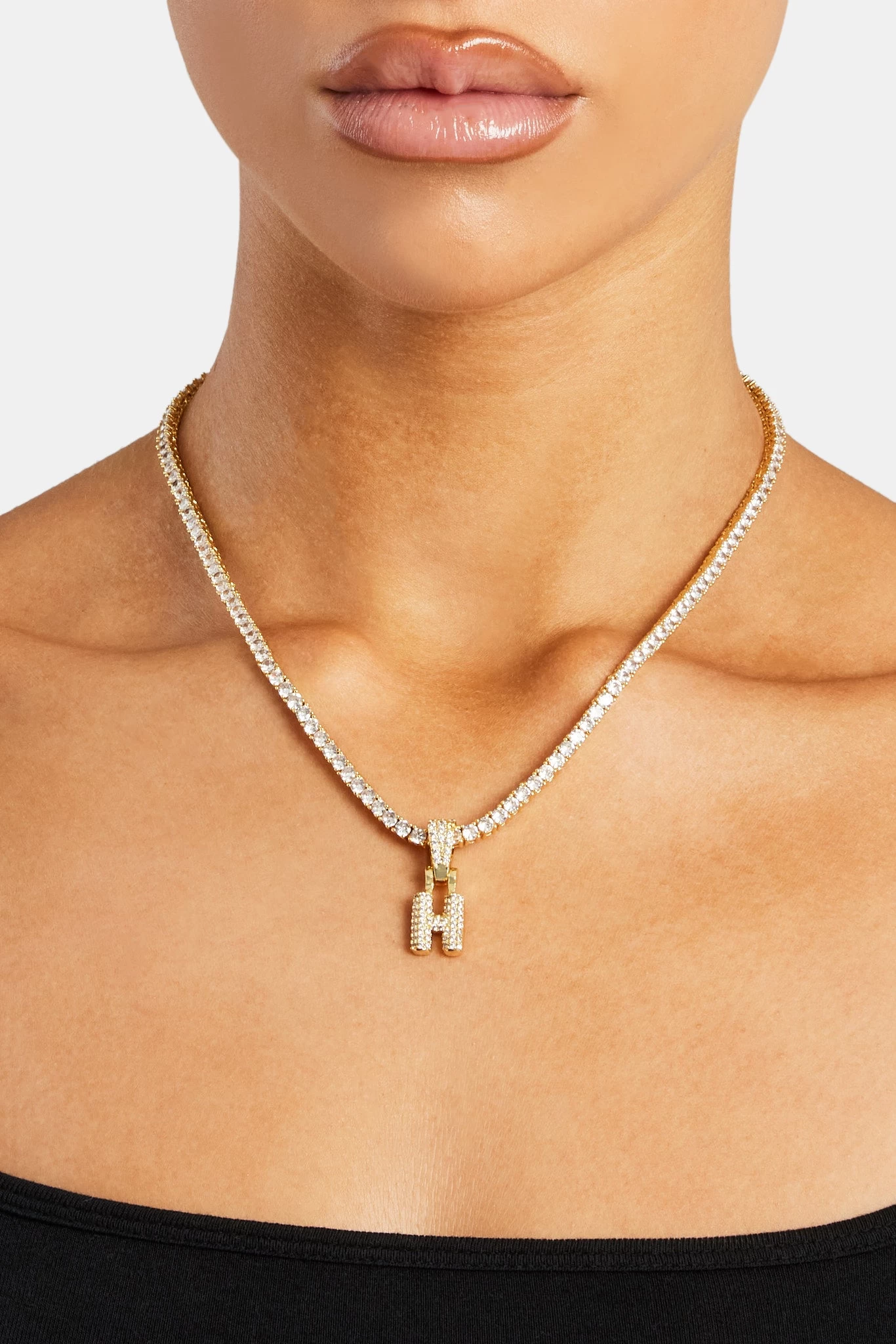 Iced Mini Bubble Pendant & Tennis Chain - Gold 3mm 10 Iced Mini Bubble Pendant & Tennis Chain - Gold 3mm - Image 8