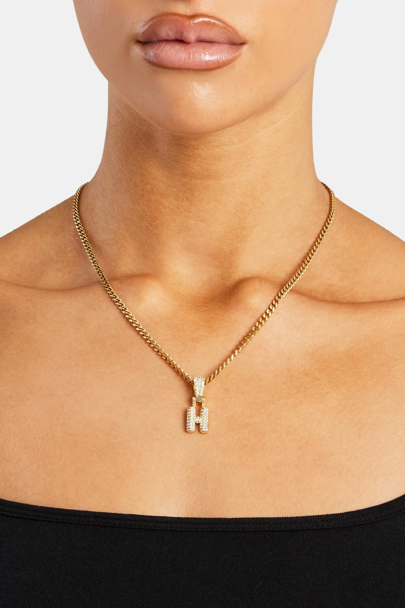 Iced Mini Bubble Pendant & Micro Cuban Chain - Gold 10 Iced Mini Bubble Pendant & Micro Cuban Chain - Gold - Image 8