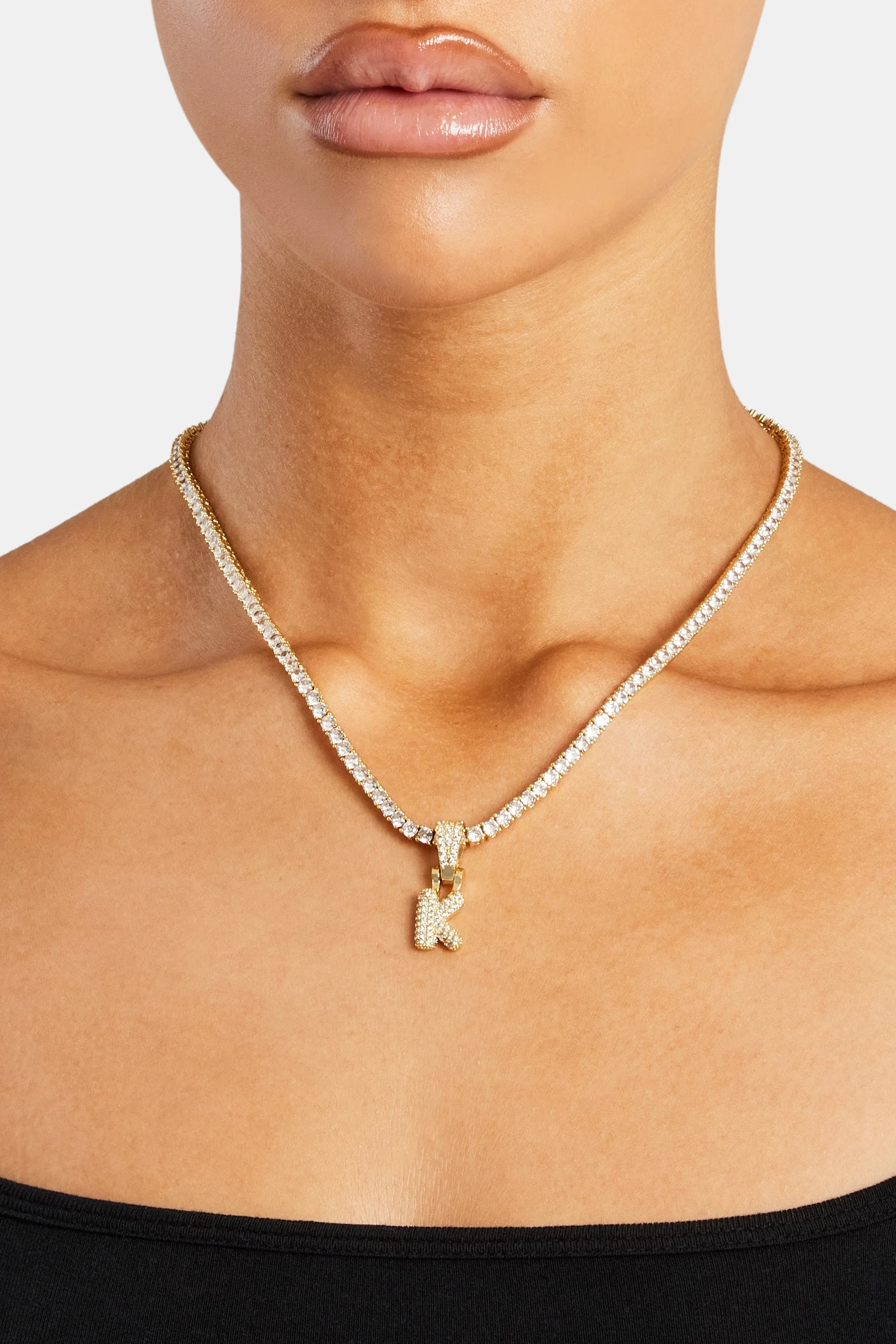 Iced Mini Bubble Pendant & Tennis Chain - Gold 3mm 13 Iced Mini Bubble Pendant & Tennis Chain - Gold 3mm - Image 11