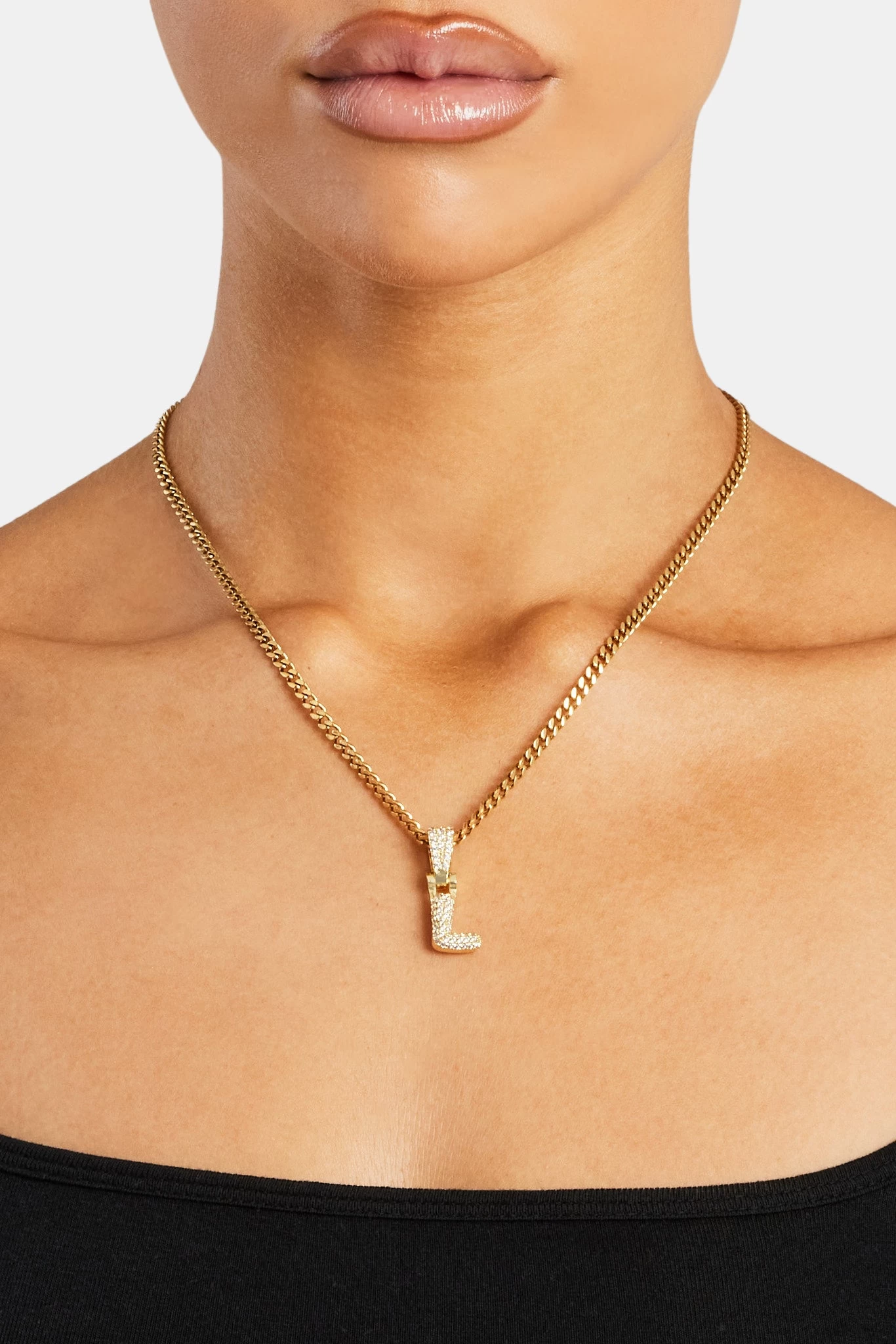 Iced Mini Bubble Pendant & Micro Cuban Chain - Gold 14 Iced Mini Bubble Pendant & Micro Cuban Chain - Gold - Image 12