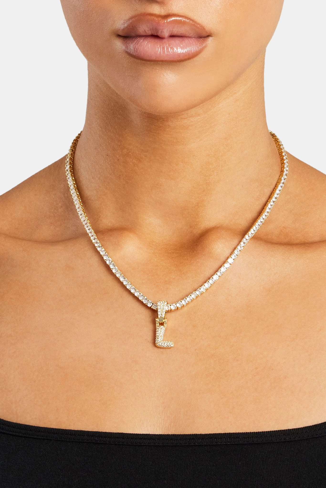 Iced Mini Bubble Pendant & Tennis Chain - Gold 3mm 14 Iced Mini Bubble Pendant & Tennis Chain - Gold 3mm - Image 12