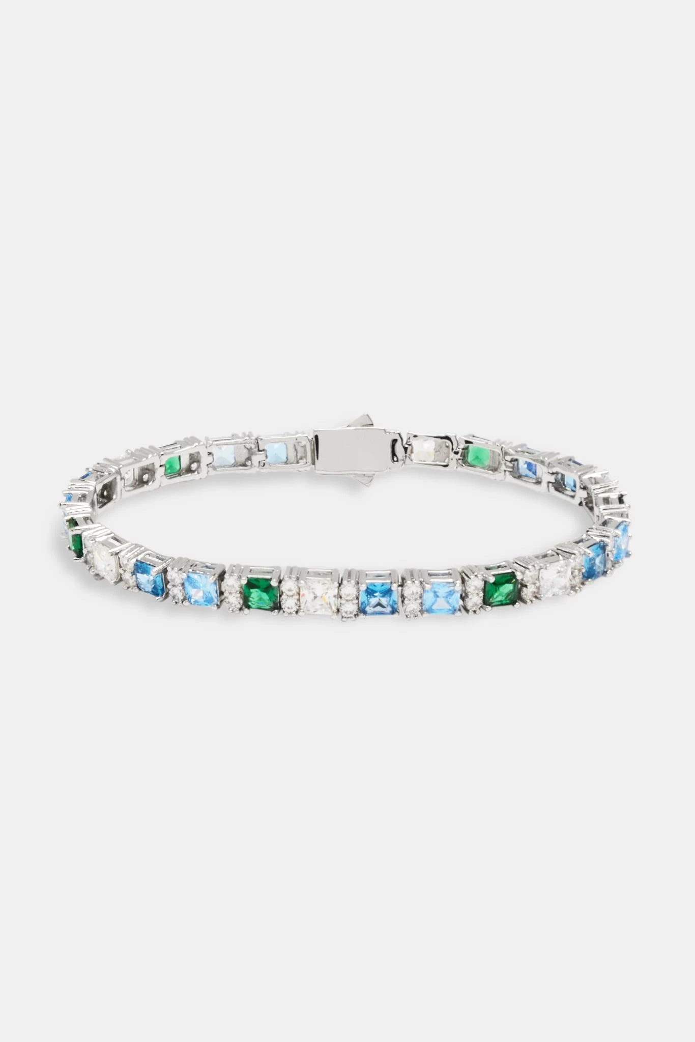 Iced Baguette Tennis Bracelet - Blue Green 4 Iced Baguette Tennis Bracelet - Blue Green - Image 2