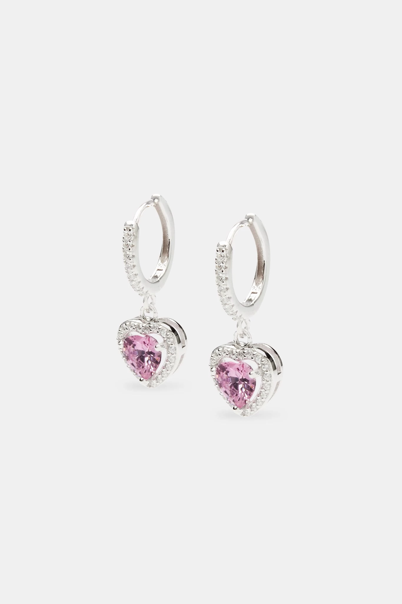 Pink Heart Drop Earrings - 25mm 3 Pink Heart Drop Earrings - 25mm
