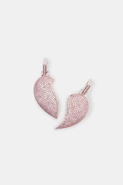 Iced Connecting Heart Pendant - Pink -JWL YS PNKHEARTPEN 1