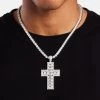 Square Baguette Cross Pendant - White 1 Square Baguette Cross Pendant - White -JWL YS SQBAGCROSS