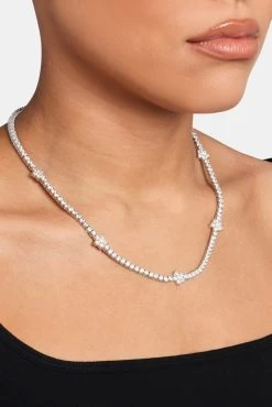 Iced Flower Tennis Chain - White 3mm -JWL YSS ICFLOWCH 1 2