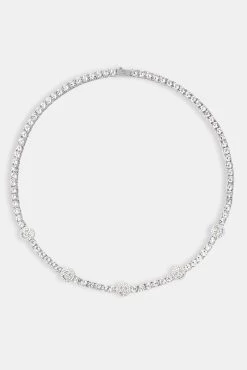 Iced Happy Face Tennis Chain - White 5mm -JWL YSS ICHAPFACCH