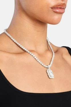 Womens Iced Gemstone Pendant - White -JWL YSS WGEMPENDANT 1