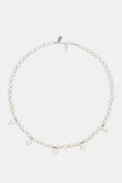 Freshwater Pearl Cross Necklace -JWL ZH 2TONCRSNKWGM 20 7685