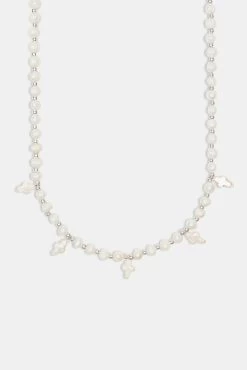 Freshwater Pearl Cross Necklace -JWL ZH 2TONCRSNKWGM 20 7689