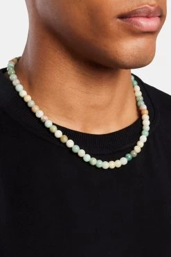 Amazonite Bead Necklace - White -JWL ZH AMAZONNK 1 2