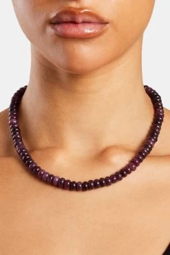 Amethyst Bead Necklace - White 8mm