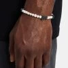 Iced Black Motif Freshwater Pearl Bracelet -JWL ZH BLKICMTBR WGM 8 2