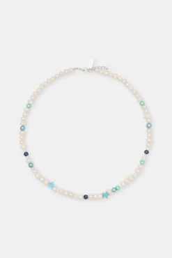 Freshwater Pearl Blue Star Motif Necklace -JWL ZH BLUFPMNK WGM 20