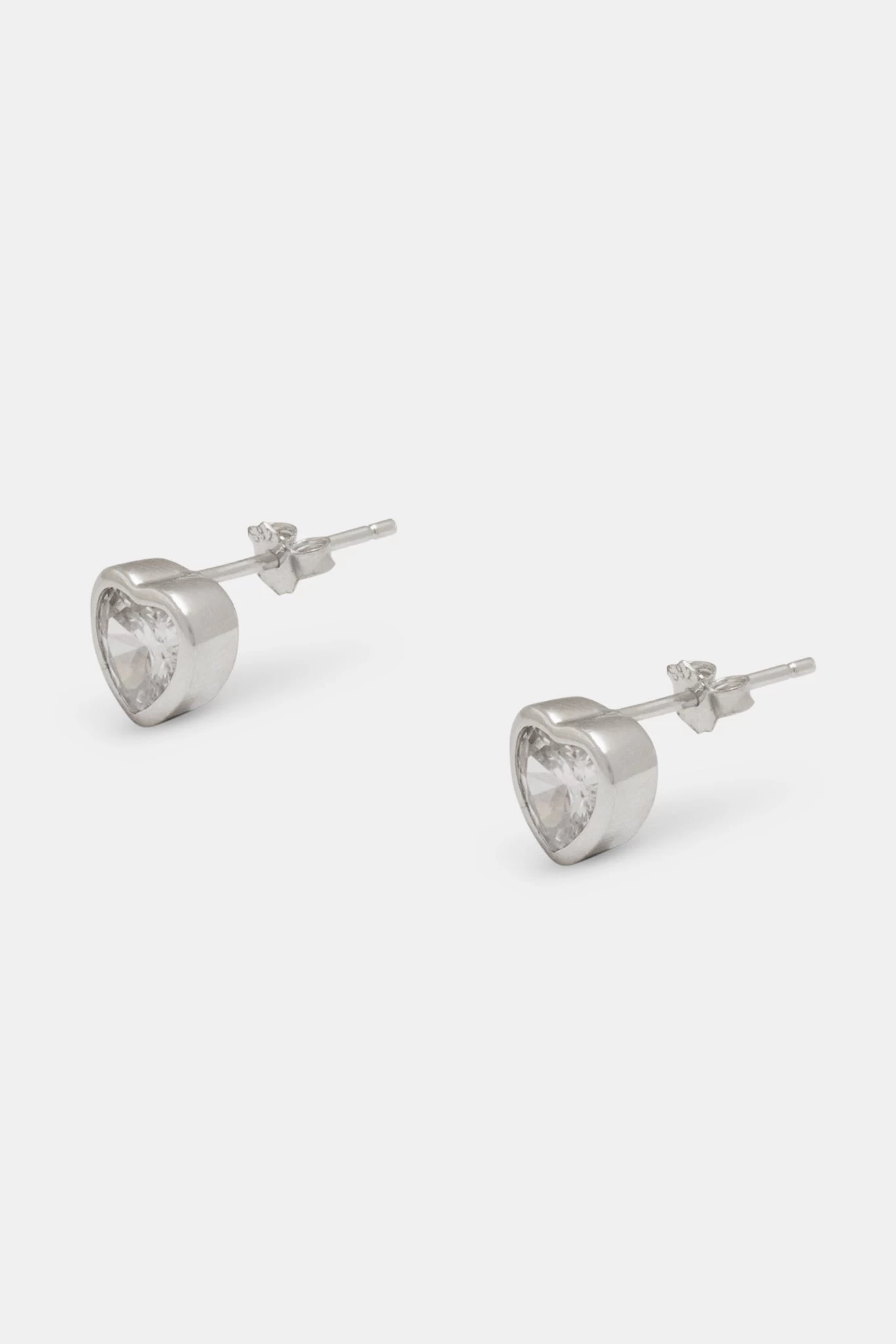 Clear Heart Gemstones Stud Earrings - 5mm 3 Clear Heart Gemstones Stud Earrings - 5mm