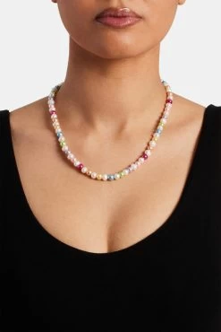 Freshwater Pearl Pop Colour Bead Necklace - 6mm