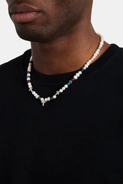 Iced Cross Freshwater Pearl Bead Necklace -JWL ZH CRSFPMTNK WGM 20 807a4ad0 4d5e 48b3 b15f dcd8ddaef48b