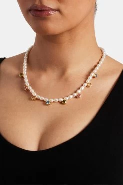 Freshwater Pearl Drop Gem Necklace -JWL ZH DROPCHGW 18 8411