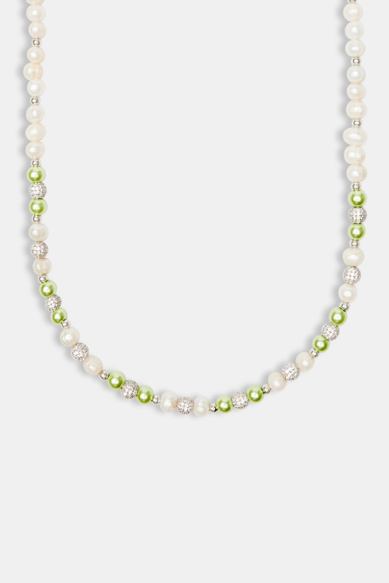 Freshwater Pearl Ice Ball & Green Bead Necklace 4 Freshwater Pearl Ice Ball & Green Bead Necklace - Image 2