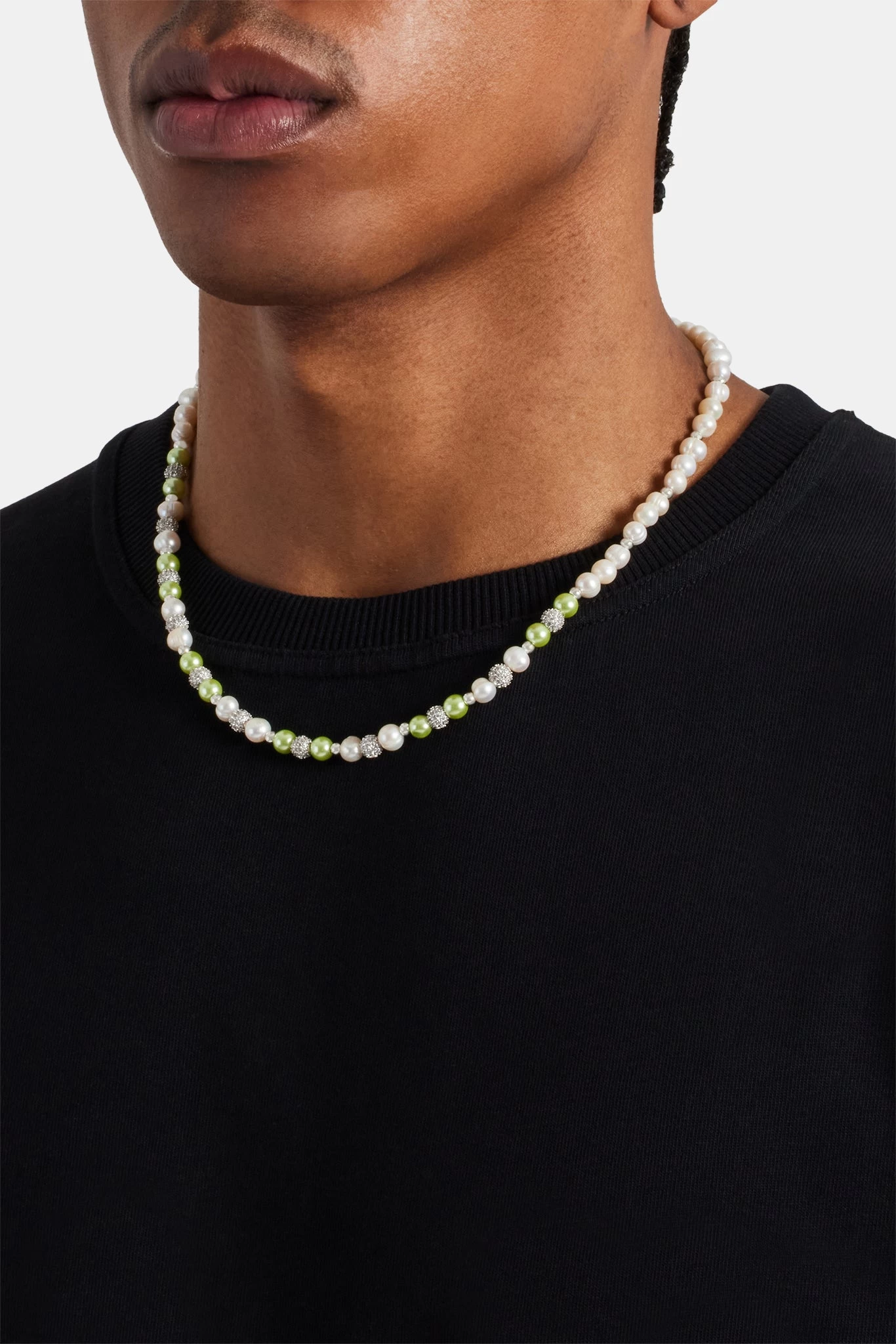 Freshwater Pearl Ice Ball & Green Bead Necklace 5 Freshwater Pearl Ice Ball & Green Bead Necklace - Image 3