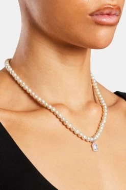 Freshwater Pearl Lilac Gemstone Pendant Necklace -JWL ZH FPLILACGEM 12