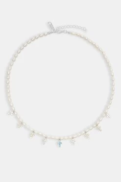 Womens Freshwater Pearl & Multi Colour Ice Cross Necklace - White -JWL ZH FPMCROSSW 212960a9 1659 4669 a176 9fc9a1b130a0