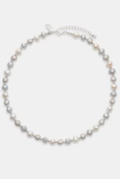 Freshwater Pearl Ice Ball Necklace - White -JWL ZH FPMULICENK