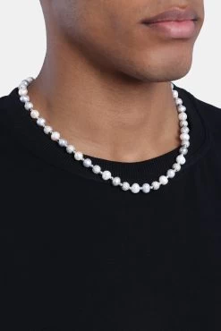 Freshwater Pearl Ice Ball Necklace - White -JWL ZH FPMULICENK 1 2